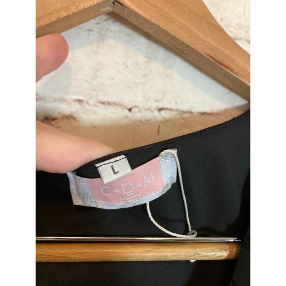 CDM Babydoll Dress Womens Large Black All Over Poms Flutter Sleeve Whimsigoth - Picture 14 of 14